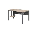 Стол угловой, экран металл, П-опора, правый 1600x800/1000x750, RM058-16x8-10 Дуб Маувелла/Серый