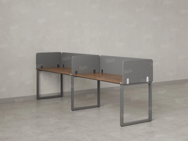 Бенч-система в 1 ряд, 2 рабочих места 5 тканевых экранов 3600x600x750 RM168-1-36x6 Дуб Юстус/Серый