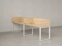 Бенч-система в 1 ряд, 2 рабочих места 5 ЛДСП экранов 3200x800x750 RM168-2-32x8 Вяз Швейцарский светлый/Белый