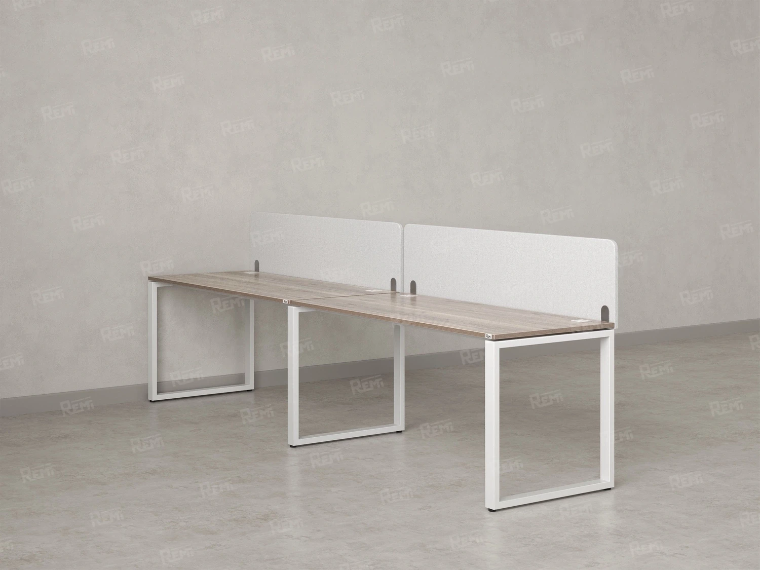 Бенч-система в 1 ряд, 2 рабочих места 2 тканевых экранов 3200x600x750 RM168-3-32x6 Дуб Маувелла/Белый