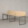 Бенч-система в 1 ряд, 2 рабочих места 2 ЛДСП экранов 2000x700x750 RM168-4-20x7 Вяз Швейцарский светлый/Серый