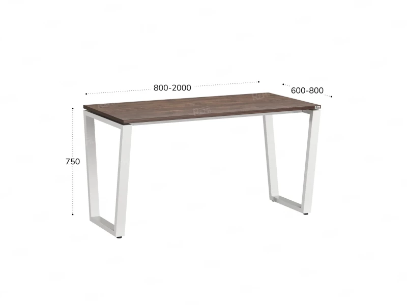 Стол прямой на U-образных опорах 800x800x750 RM003-8x8 Дуб Апрельский шоколад/Белый