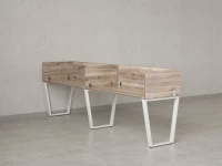 Бенч-система в 1 ряд, 2 рабочих места 5 ЛДСП экранов 2400x700x750 RM174-2-24x7 Дуб Маувелла/Белый