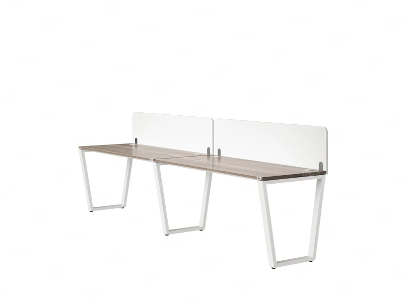 Бенч-система в 1 ряд, 2 рабочих места 2 тканевых экранов 3200x600x750 RM174-3-32x6 Дуб Маувелла/Белый