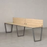 Бенч-система в 1 ряд, 2 рабочих места 2 ЛДСП экранов 2000x700x750 RM174-4-20x7 Вяз Швейцарский светлый/Серый