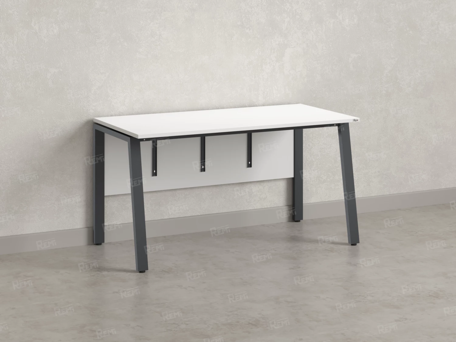 Стол прямой, Л-опора, экран ЛДСП,парящая стол-ца 1000x800x750 RM009-10x8 Белый/Серый