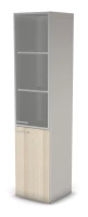 Шкаф комби RAC061 правый, прозрачное стекло 45,1x44,8x198,2см Сосна Аланд/Серый камень, Серия Аккорд / Accord