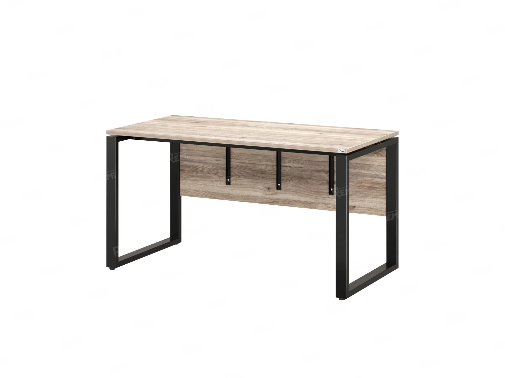 Стол прямой, О-опоры, экран ЛДСП,парящая стол-ца 1400x700x750 RM008-14x7 Дуб Маувелла/Черный