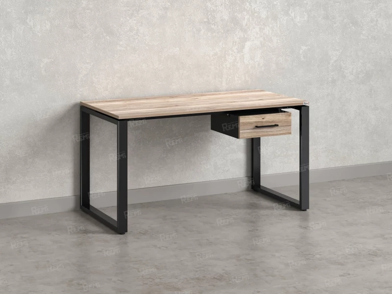 Стол прямой с подвесной тумбой, О-опора 1600x700x750 RM036-16x7 Дуб Маувелла/Черный