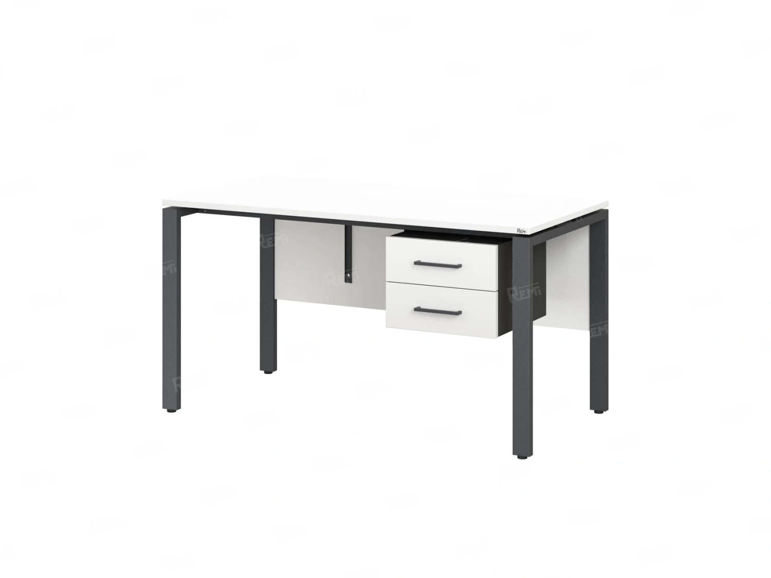 Стол прямой, подвесная тумба, ЛДСП экран, П-опора 2000x800x750 RM031-20x8 Белый/Серый