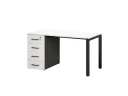 Стол прямой с тумбой на П-образных опоре, левый 1800x700x750 RM102-18x7 Белый/Черный