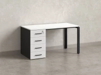 Стол прямой с тумбой на П-образных опоре, левый 1800x700x750 RM102-18x7 Белый/Черный