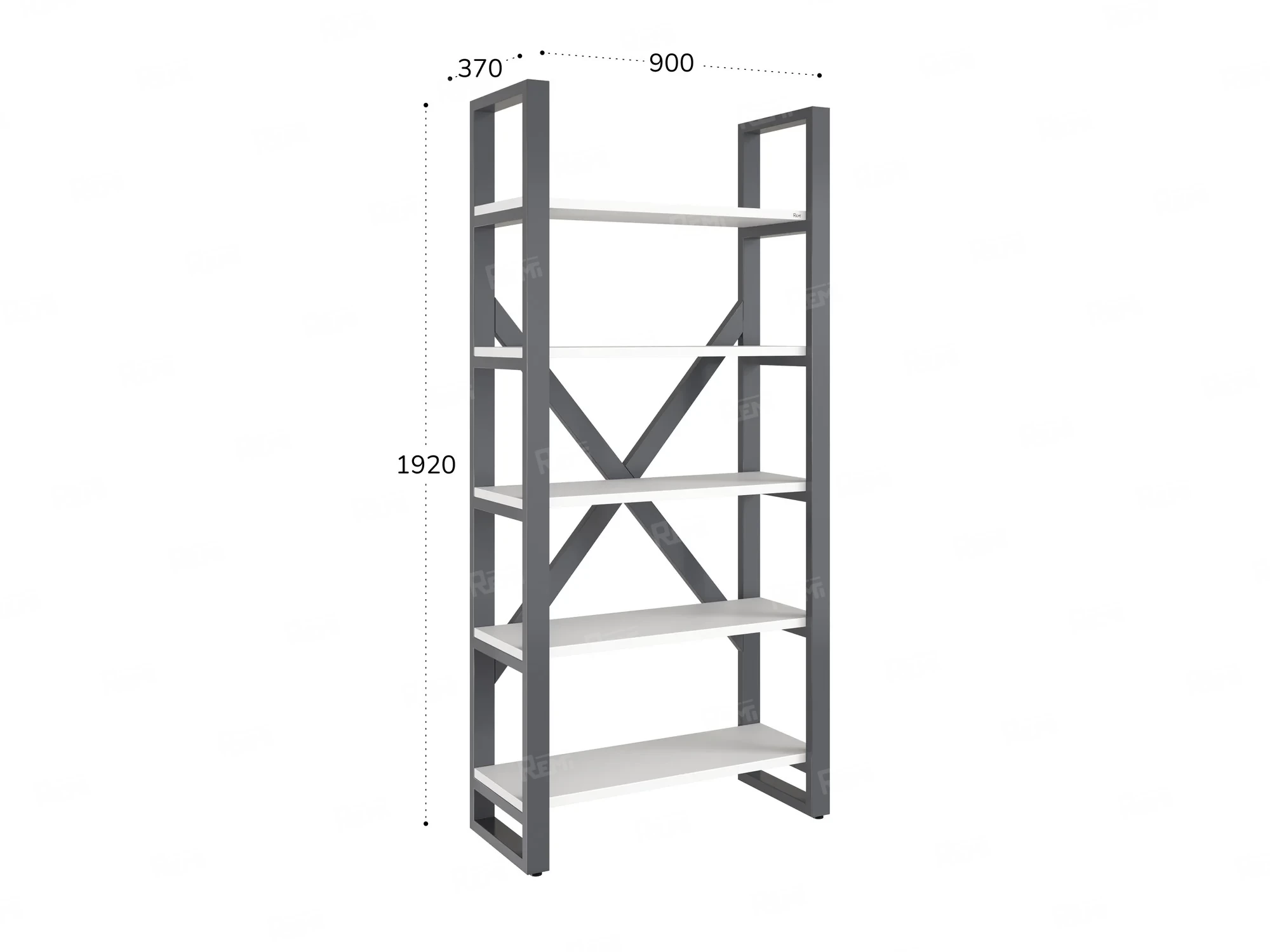 Стеллаж, 5 уровней 900x370x1920 RM131-90x37 Серый/Серый