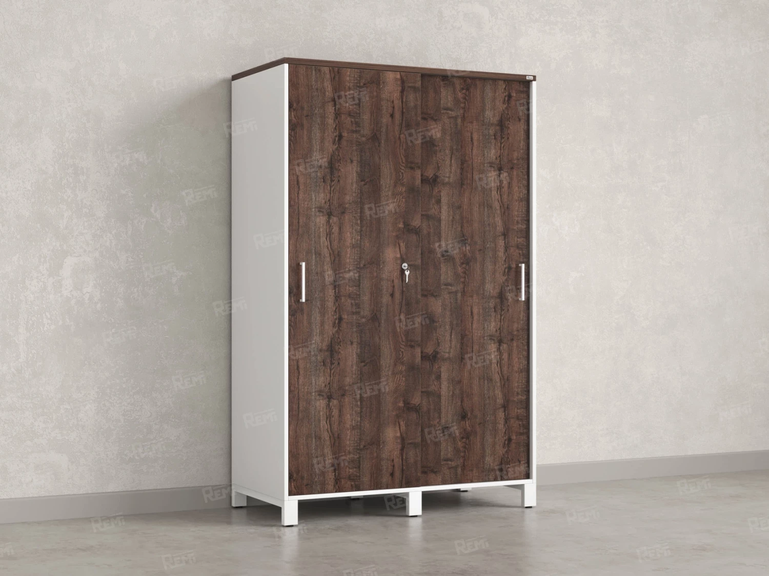 Шкаф-купе, штанга, 1 полка 1200x600x1900 RM163-90x60 Дуб Апрельский шоколад/Белый