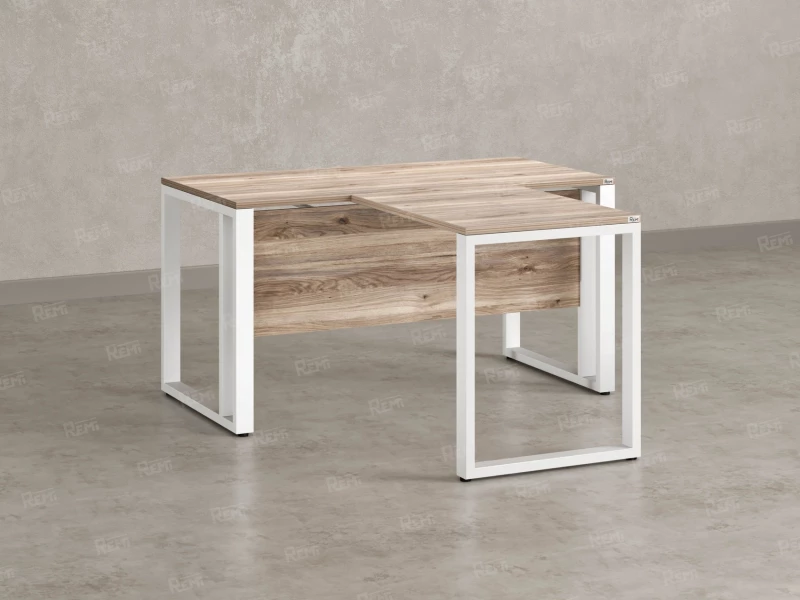 Стол с брифингом на О-образных опорах с экраном ЛДСП RM046-16x7 1600x2300x750 Дуб Маувелла/Белый