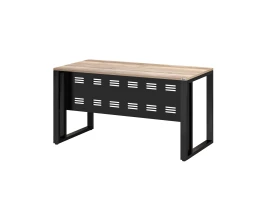 Стол прямой на О-образных опорах с металлическим экраном 1200x800x750 RM042-12x8 Дуб Маувелла/Черный