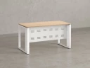 Стол прямой на О-образных опорах с металлическим экраном 2000x900x750 RM042-20x9 Вяз Швейцарский светлый/Белый