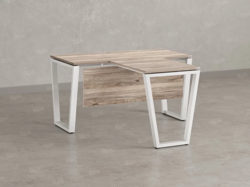 Стол с брифингом с парящей столешницей на U-образных опорах с экраном ЛДСП RM047-12x7 1200x1900x750 Дуб Маувелла/Белый