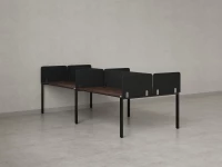 Бенч-система, 4 рабочих места, на П-образных опорах, 8 тканевых экранов 2400x1400x750 RM166-1-12x14 Дуб Апрельский шоколад/Черный