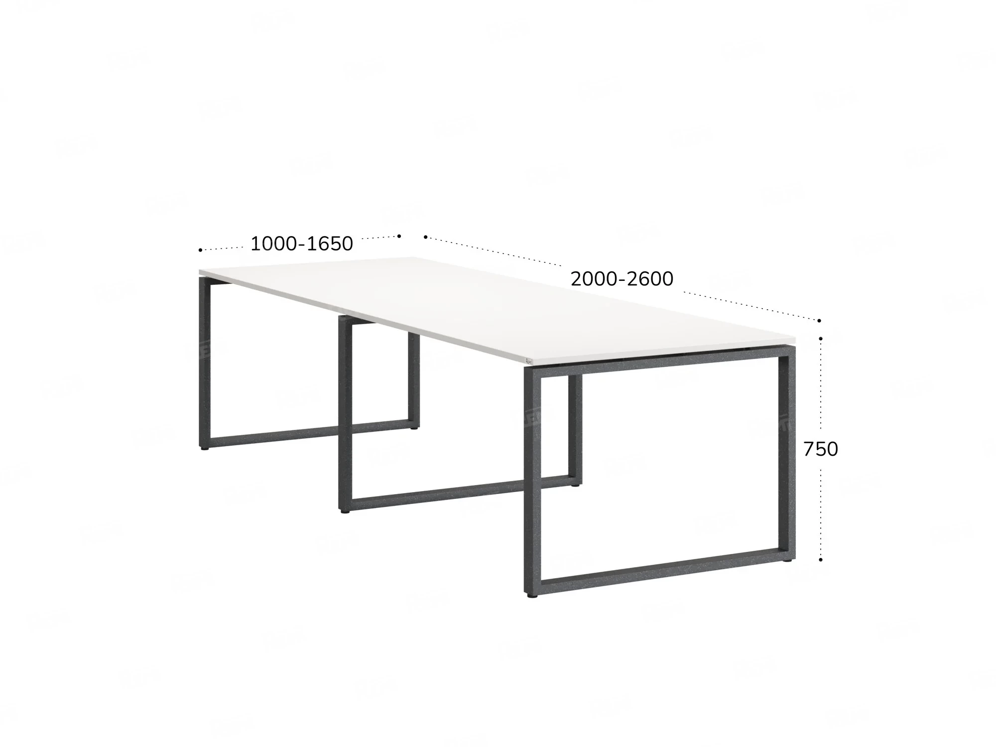 Cтол для переговоров, на О-обазном каркасе 2500x1200x750 RM081-250x120 Белый/Серый