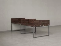 Бенч-система, 4 рабочих места, на О-образных опорах, 8 ЛДСП экранов 3600x1600x750 RM170-1-18x16 Дуб Апрельский шоколад/Серый