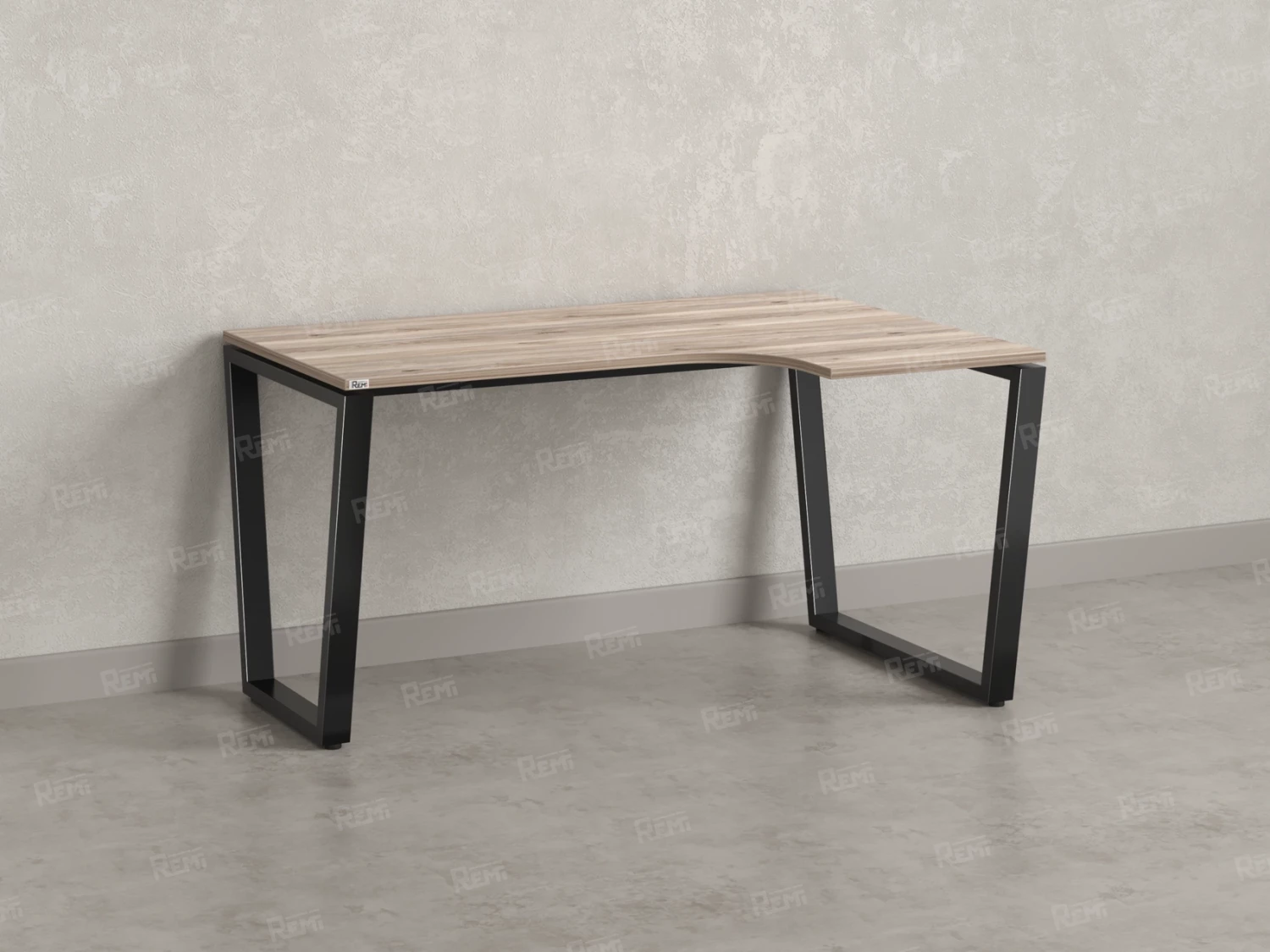 Стол угловой, U-опора, правый 1400x800/1000x750, RM050-14x8-10 Дуб Маувелла/Черный