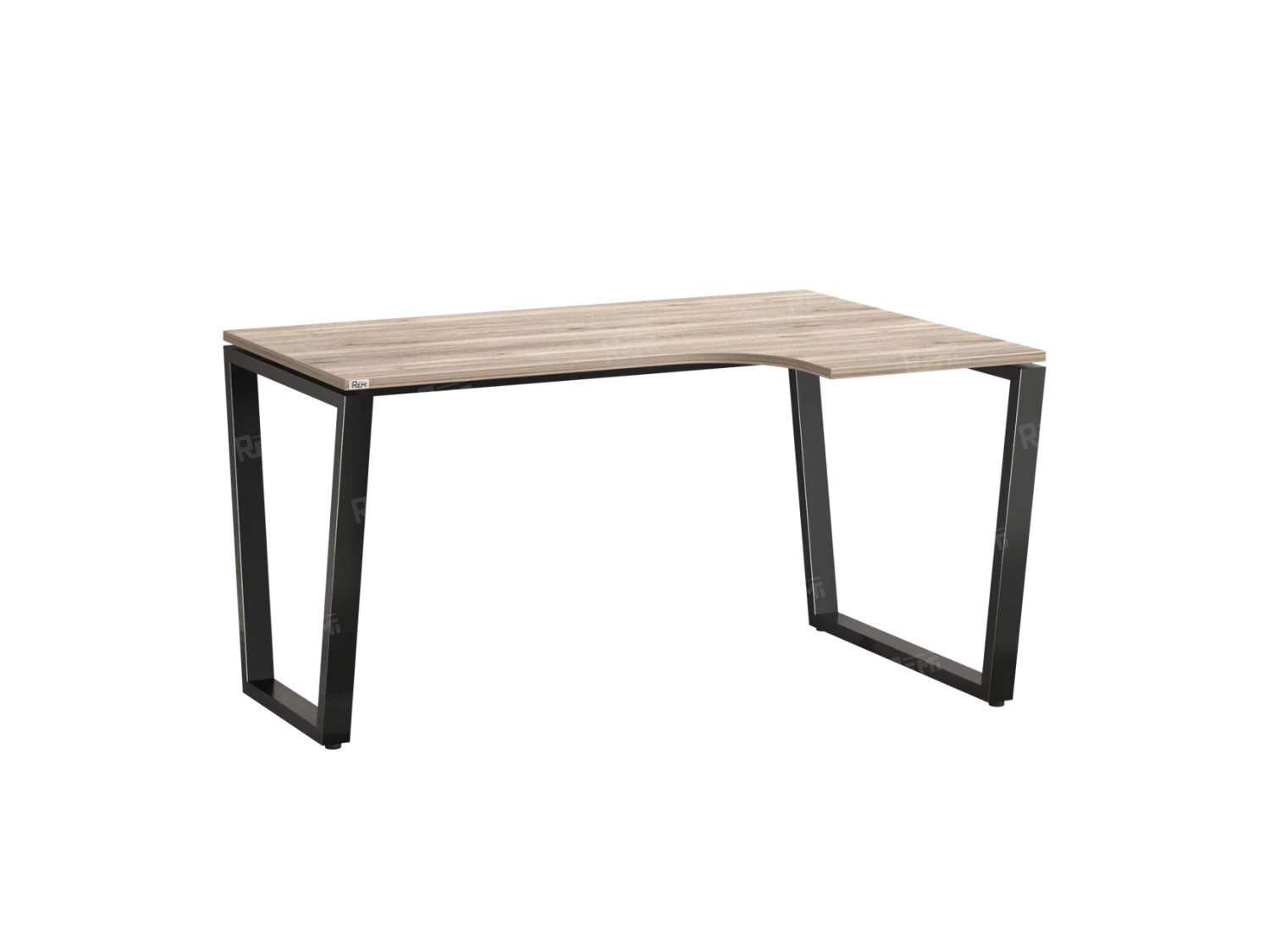 Стол угловой, U-опора, правый 1400x800/1000x750, RM050-14x8-10 Дуб Маувелла/Черный