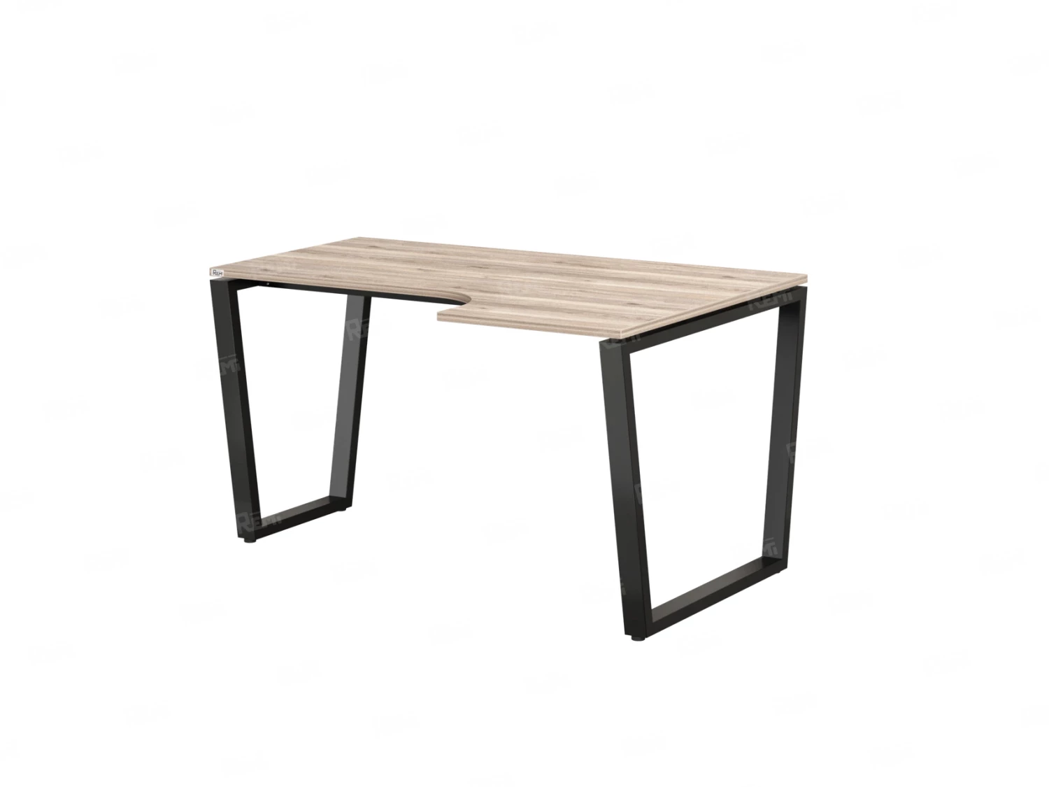 Стол угловой, U-опора, правый 1400x800/1000x750, RM050-14x8-10 Дуб Маувелла/Черный