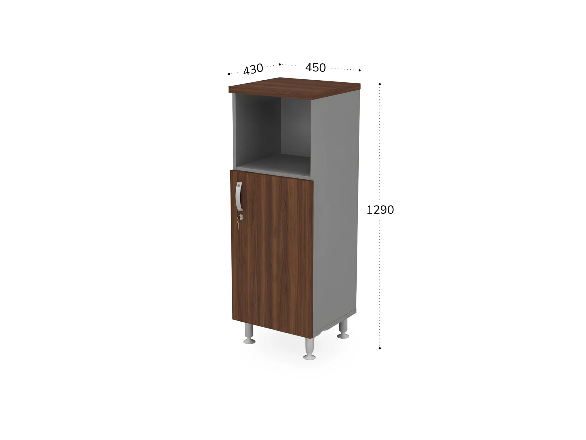 BRL RB048-45х43R Шкаф-стеллаж узкий 3 уровня правый 450х430х1290 Орех Вармия/Серый вулканический