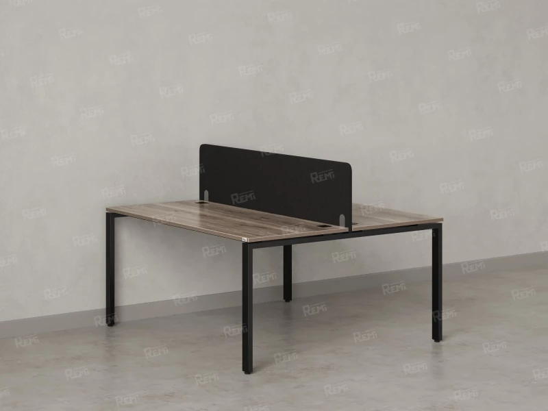 Бенч-система, 2 рабочих места, с одним тканевым экраном 1600x1400x750 RM165-1-16x14 Дуб Маувелла/Черный