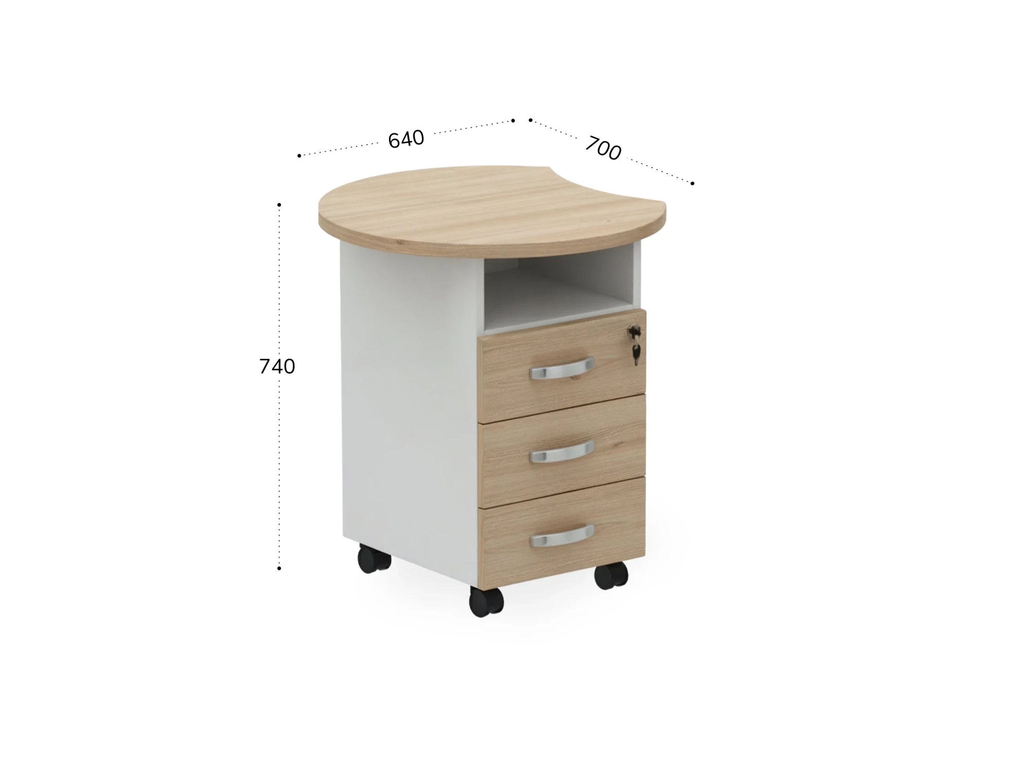 BRL RB087-64х70L Тумба приставная левая 640х700х740 Акация/Белый