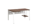 Стол угловой, экран металл, П-опора, левый 1600x700/900x750, RM059-16x7-9 Дуб Апрельский шоколад/Белый