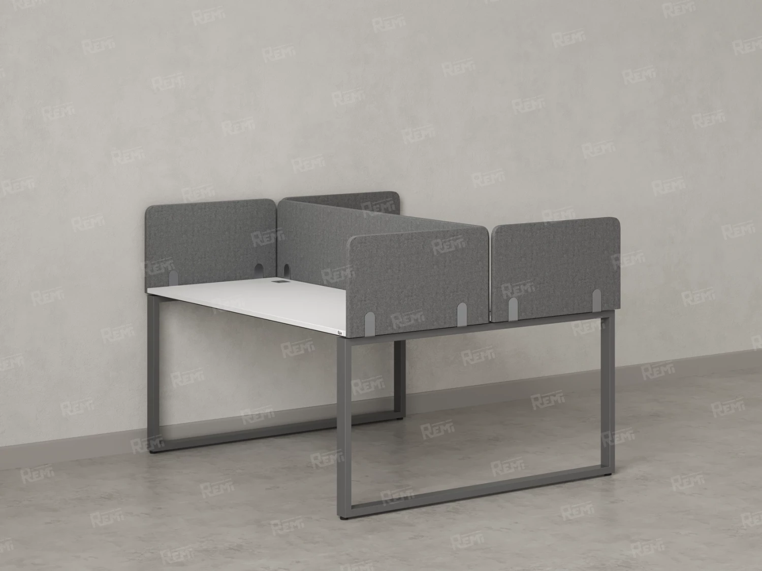 Бенч-система, 2 рабочих места, 5 тканевых экранов 1600x1200x750 RM169-3-16x12 Белый/Серый