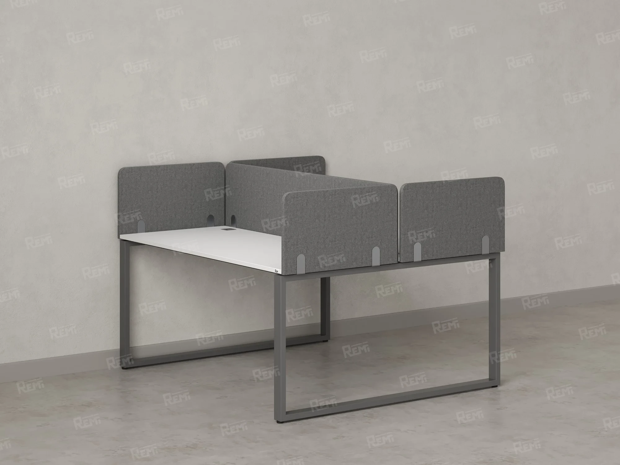 Бенч-система, 2 рабочих места, 5 тканевых экранов 1600x1200x750 RM169-3-16x12 Белый/Серый