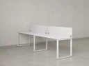 Бенч-система в 1 ряд, 2 рабочих места 2 тканевых экранов 2400x600x750 RM168-3-24x6 Белый/Белый