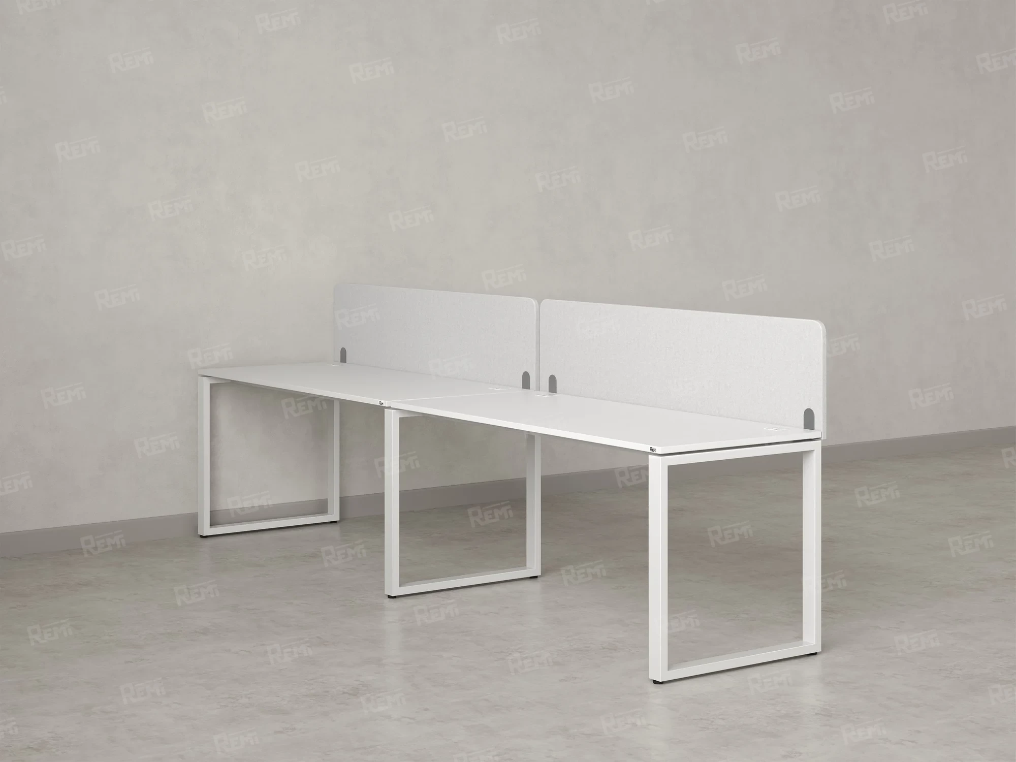 Бенч-система в 1 ряд, 2 рабочих места 2 тканевых экранов 2400x600x750 RM168-3-24x6 Белый/Белый