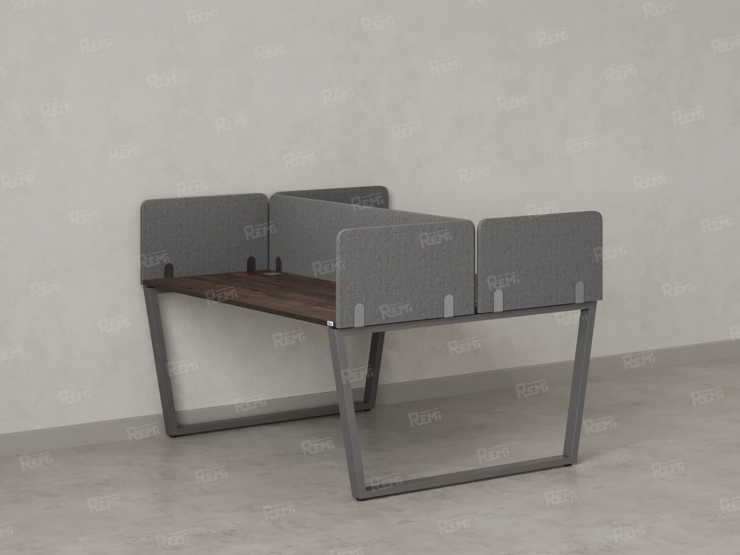 Бенч-система, 2 рабочих места, 5 тканевых экранов 1000x1600x750 RM172-3-10x16 Дуб Апрельский шоколад/Серый