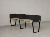 Бенч-система в 1 ряд, 2 рабочих места 5 тканевых экранов 2700x600x750 RM174-1-27x6 Вяз Швейцарский светлый/Черный