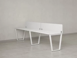 Бенч-система в 1 ряд, 2 рабочих места 2 тканевых экранов 2400x600x750 RM174-3-24x6 Белый/Белый