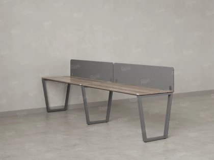 Бенч-система в 1 ряд, 2 рабочих места 2 тканевых экранов 3200x600x750 RM174-3-32x6 Дуб Маувелла/Серый