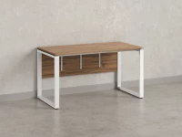 Стол прямой, О-опоры, экран ЛДСП,парящая стол-ца 1400x700x750 RM008-14x7 Дуб Юстус/Белый