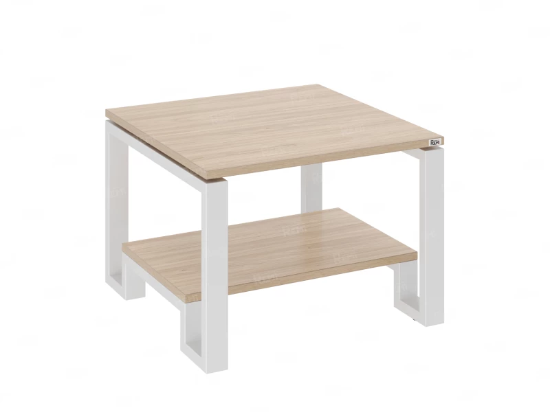 Журнальный стол с полкой 600x700x550 RM181-6x7 Вяз Швейцарский светлый/Белый