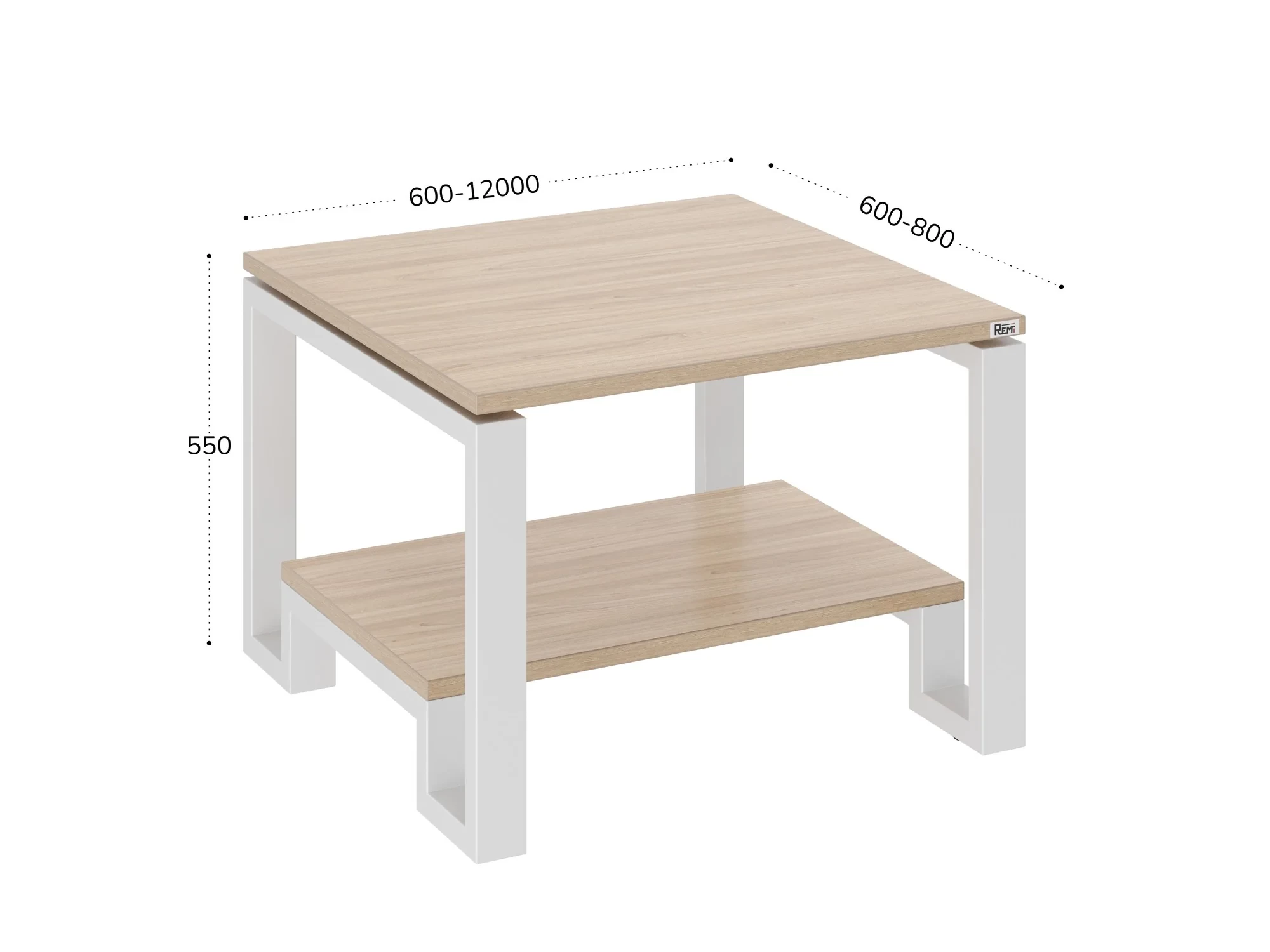 Журнальный стол с полкой 600x700x550 RM181-6x7 Вяз Швейцарский светлый/Белый
