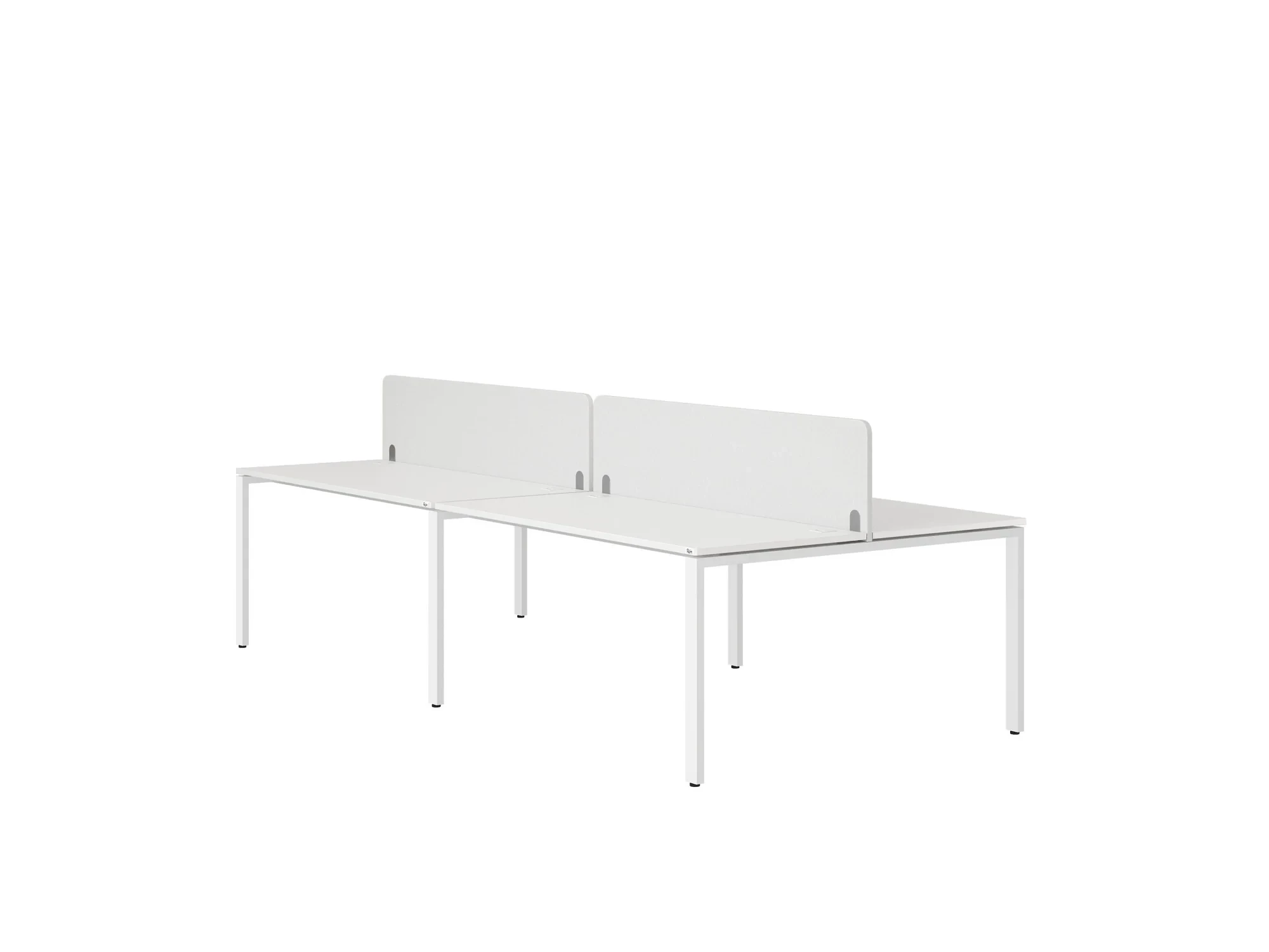 Бенч-система, 4 рабочих места, на П-образных опорах, 2 тканевых экранов 2400x1200x750 RM166-3-12x12 Белый/Белый