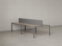 Бенч-система, 4 рабочих места, на П-образных опорах, 2 тканевых экранов 3200x1200x750 RM166-3-16x12 Дуб Маувелла/Серый