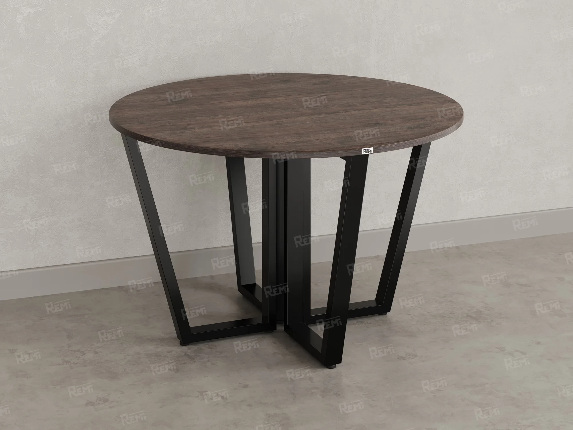 Круглый стол на U-образных опорах 1200x1200x750 RM188-12x12 Дуб Апрельский шоколад/Черный