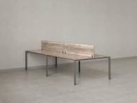 Бенч-система, 4 рабочих места, на П-образных опорах, 2 ЛДСП экранов 3600x1600x750 RM166-4-18x16 Дуб Маувелла/Серый