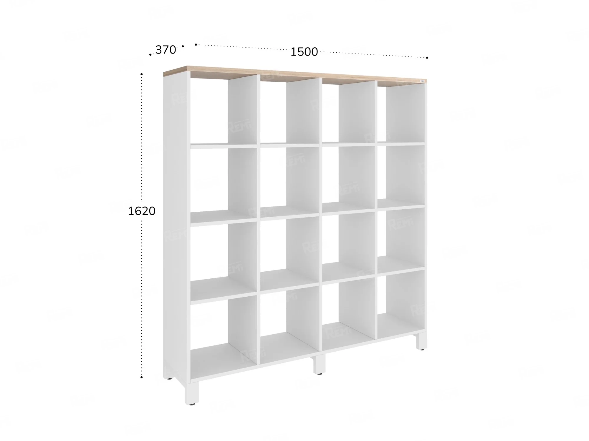 Стеллаж, 16 ячеек 1500х370х1620 RM140-15x37 Вяз Швейцарский светлый/Белый