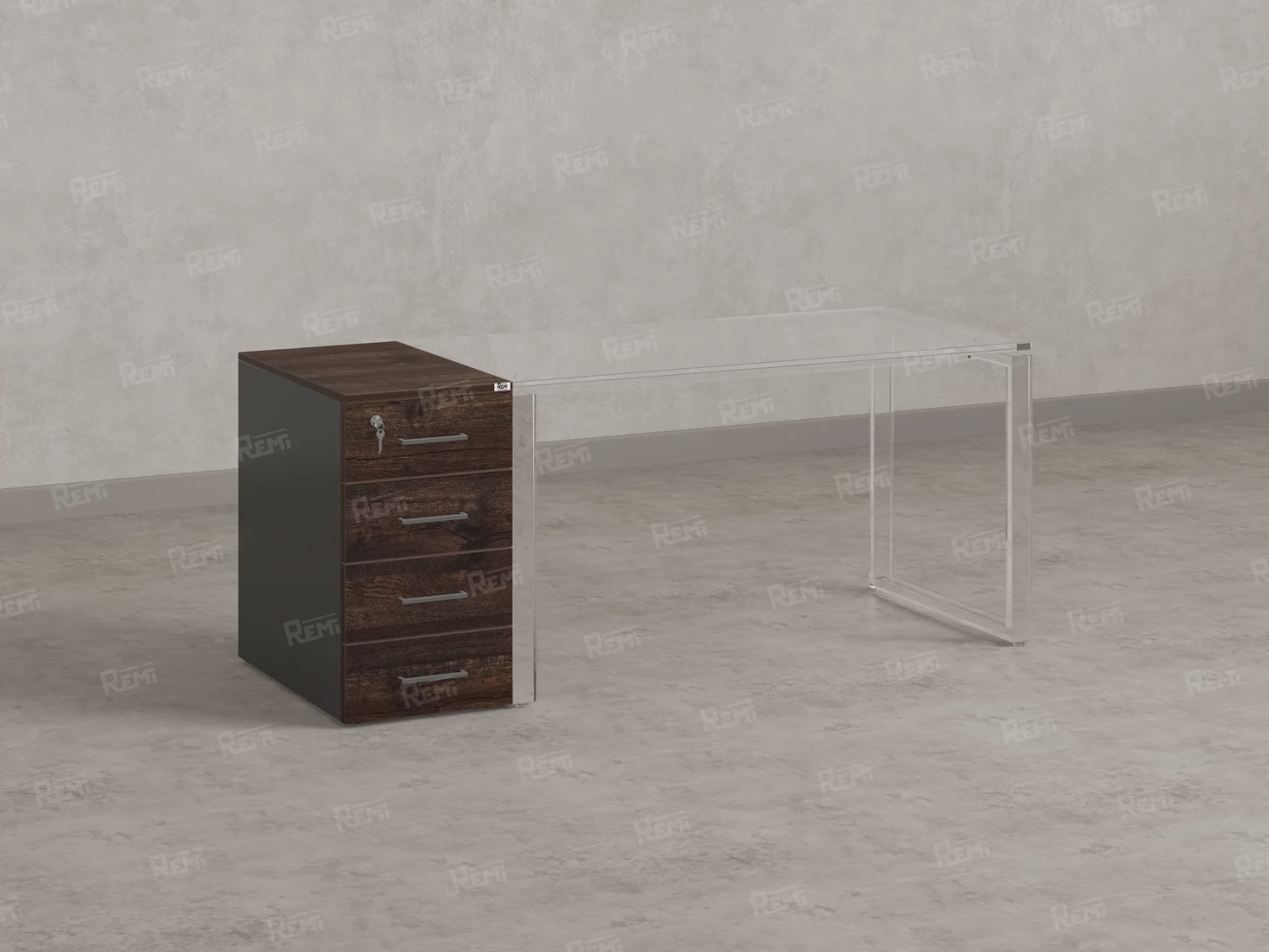 Тумба приставная, 4 ящика 400x800x750 RM121-40x80 Дуб Апрельский шоколад/Серый