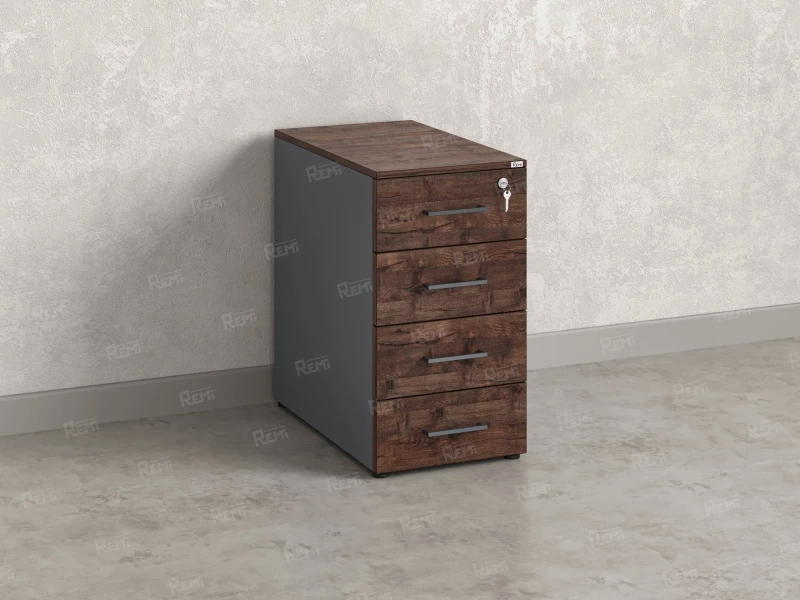 Тумба приставная, 4 ящика 400x800x750 RM121-40x80 Дуб Апрельский шоколад/Серый